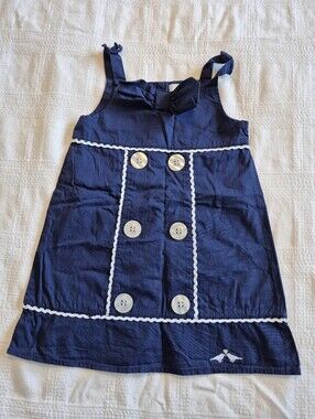 Lilybird girls size 3T Navy & white accent shift dress EUC